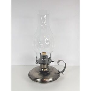 VTG working Metal Oil Lamp Hurricane Glass Shade Kerosene Lantern table decor